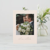 Peach and Gold Wedding Foto Danke Karte (Stehend Vorderseite)