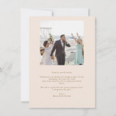 Peach and Gold Wedding Foto Danke Karte (Rückseite)