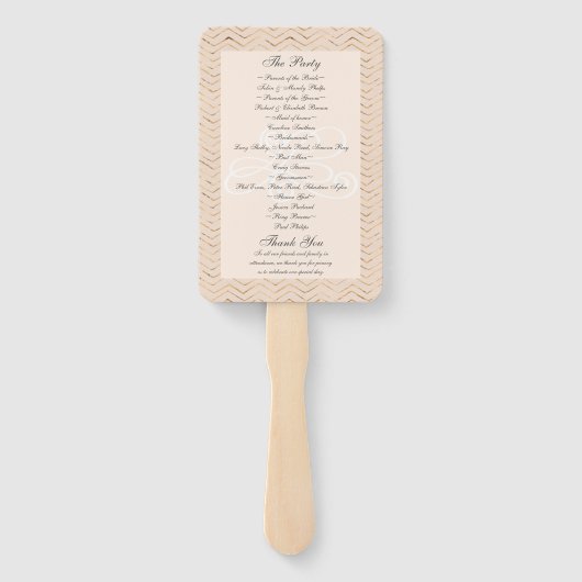 Peach and Gold Zickzack Wedding Program Fächer (Rückseite)