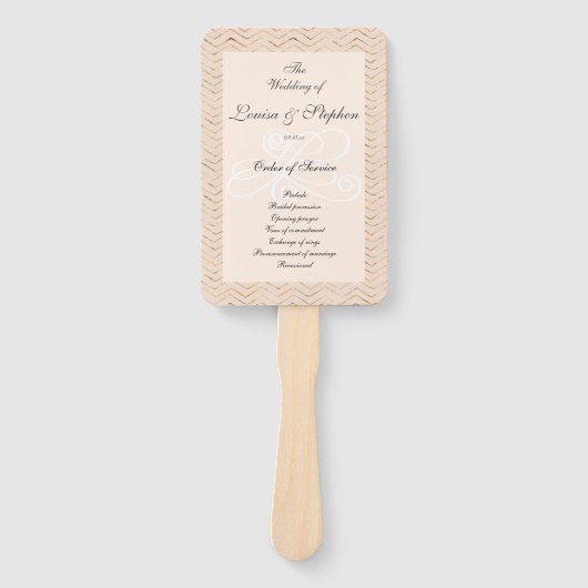 Peach and Gold Zickzack Wedding Program Fächer (Vorderseite)