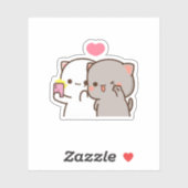Peach and Goma Mochi Bear Couple Selfie Aufkleber (Blatt)