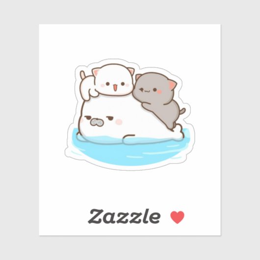 Peach and Goma Mochi Cat Aufkleber (Blatt)