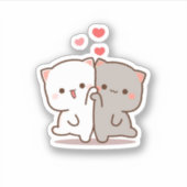 Peach and Goma Mochi Cat Aufkleber (Vorderseite)