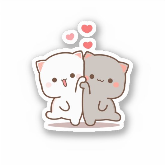 Peach and Goma Mochi Cat Aufkleber (Vorderseite)