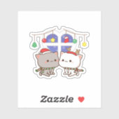 Peach and Goma Mochi Cat, frohe Weihnachten Aufkleber (Blatt)