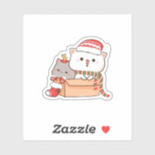 Peach and Goma Mochi Cat, frohe Weihnachten Aufkleber (Blatt)