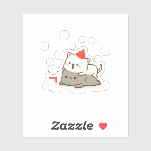 Peach and Goma Mochi Cat, frohe Weihnachten Aufkleber (Blatt)