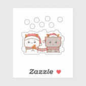 Peach and Goma Mochi Cat, frohe Weihnachten Aufkleber (Blatt)