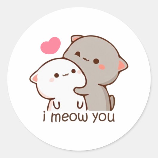 Peach and Goma Mochi Cat, ich meine, Sie Runder Aufkleber (Vorderseite)