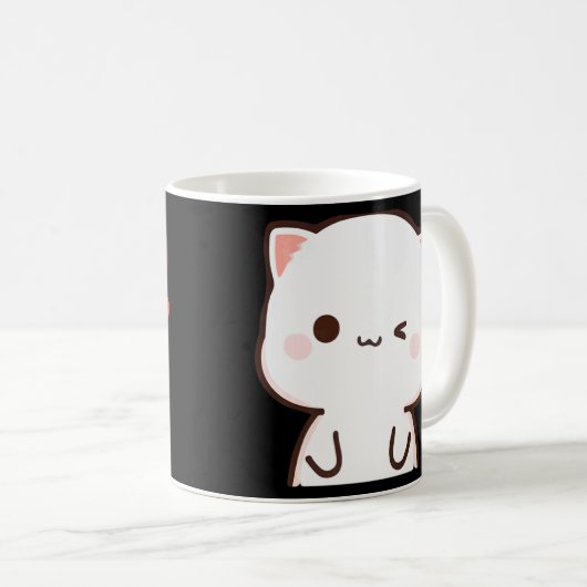 Peach and Goma Mochi Cat Kaffeetasse (VorderseiteRechts)