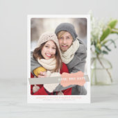 Peach and Gray Modern Save the Date Stripes Foto (Stehend Vorderseite)