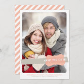 Peach and Gray Modern Save the Date Stripes Foto (Vorne/Hinten)