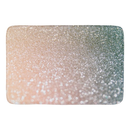Peach and Gray Sparkle Glamour Glitzer Badematte (Vorderseite)