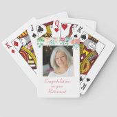 Peach and Green Floral Foto Retirement Playing Ca Spielkarten (Rückseite)