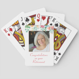 Peach and Green Floral Foto Retirement Playing Ca Spielkarten