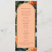 Peach and Green Floral Gold Foil Arch Wedding Programm (Rückseite)