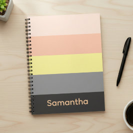 Peach and Grey Custom Color Block Striped Notebook Notizblock