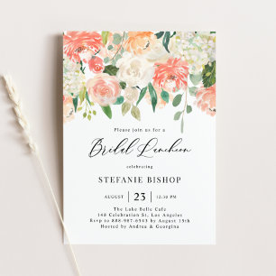 Peach and Ivory Watercolor Blume Bridal Luncheon Einladung