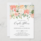 Peach and Ivory Watercolor Blume Paare Dusche Einladung (Vorderseite)