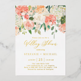 Peach and Ivory Watercolor Blume Polterabend Folieneinladung