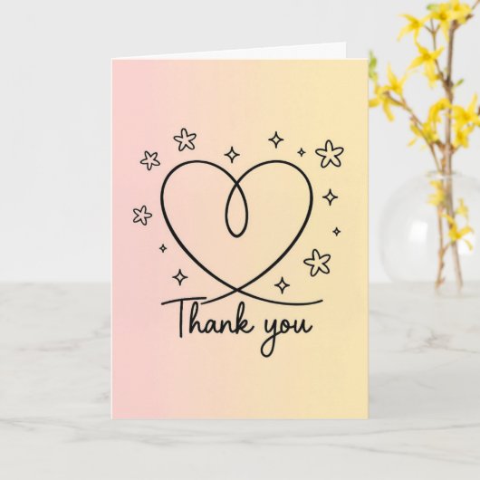 Peach and lemon shaded Thank you design Karte (Gelbe Blume)