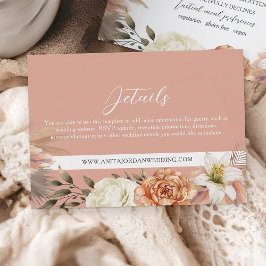 Peach and Lila Floral Wedding Details Card Begleitkarte