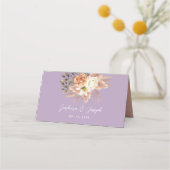 Peach and Lila Floral Wedding Platzkarte (Rückseite)