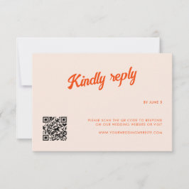 Peach and Mandarine Retro Wedding RSVP Karte