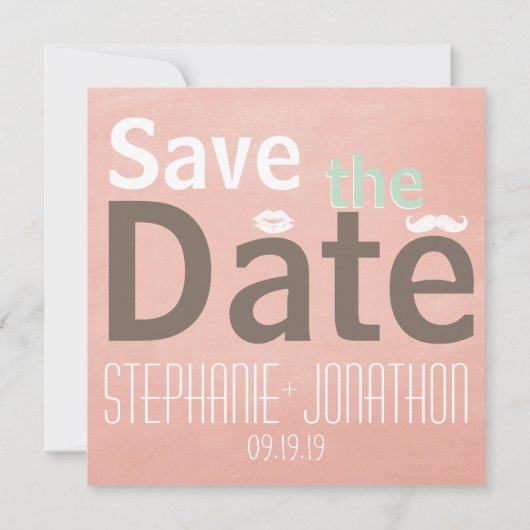 Peach and Mint Foto Modernes Save the Date (Rückseite)