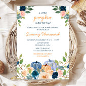 Peach and Navy Blue Pumpkins Baby Shower Einladung