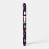 Peach and Navy Modern Floral Pattern Monogram iPhone 16 Hülle (Linke Seite)