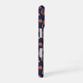 Peach and Navy Modern Floral Pattern Monogram iPhone 16 Hülle (Rechte Seite)