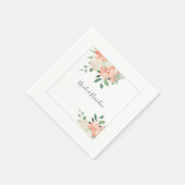 Peach and Off-White Wassercolor Floral Wedding Serviette (Ecke)