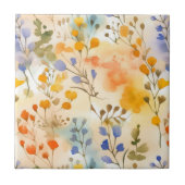 Peach and Periwinkle Floral Fliese (Vorderseite)