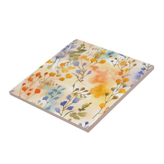 Peach and Periwinkle Floral Fliese (Seite)