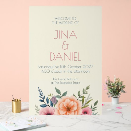 Peach and Petal Dream Acrylschild (Hochzeit)