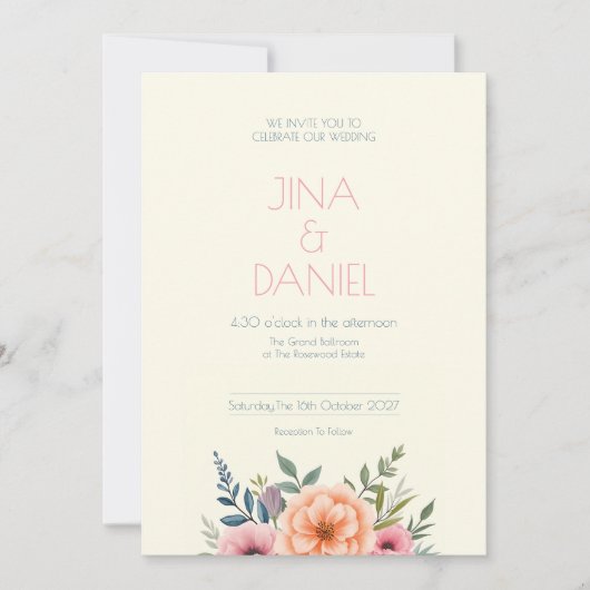Peach and Petal Dream Einladung (Vorderseite)