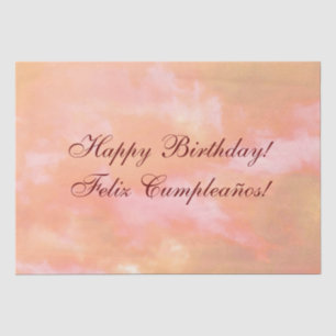Peach and Pink Clouds Bilingual "Feliz Cumpleaños" Seidenpapier