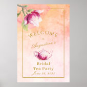 Peach and Pink Magnolia Bridal Tee Empfang Poster (Vorne)