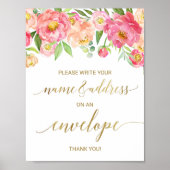 Peach and Pink Peony Address a Envelope Sign Poster (Vorne)