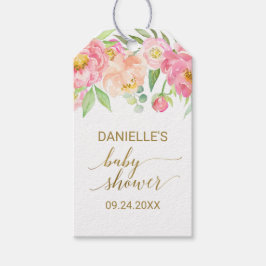 Peach and Pink Peony Blume Baby Dusche Gefallen Geschenkanhänger