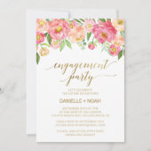 Peach and Pink Peony Blume Engagement Party Einladung (Vorderseite)