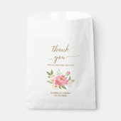 Peach and Pink Peony Blume Gastgeschenk Hochzeit B Geschenktütchen (Vorderseite)