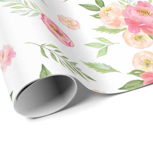 Peach-and-Pink-Peony-Blume Geschenkpapier (Rolleneckpunkt)