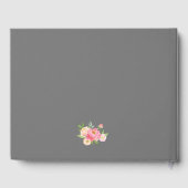 Peach and Pink Peony Blume Gray Wedding Gästebuch (Rückseite)