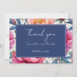 Peach and Pink Peony Blume Hochzeit Vielen Dank Dankeskarte