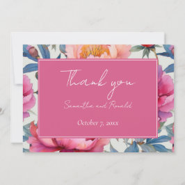 Peach and Pink Peony Blume Hochzeit Vielen Dank Dankeskarte