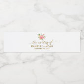 Peach and Pink Peony Blume Hochzeit Wasserflaschenetikett (Einzelnes Label)