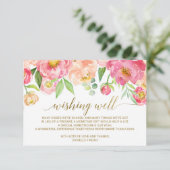 Peach and Pink Peony Blume Hochzeit wünschend gut Begleitkarte (Stehend Vorderseite)