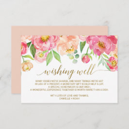 Peach and Pink Peony Blume Hochzeit wünschend gut Begleitkarte